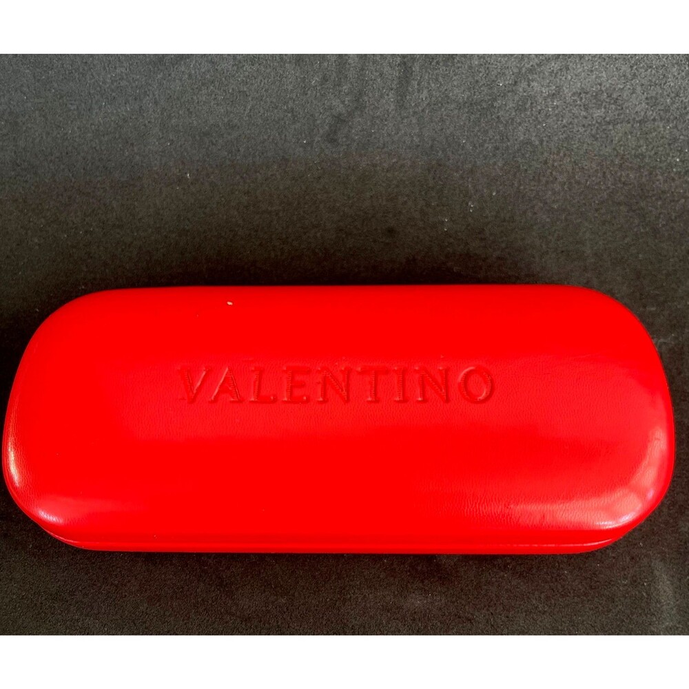 Valentino Cherry Red Eyeglasses Hard Eyeglass Case Leather Clamshell 6" X 1.75"